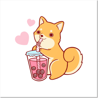 Bubble Tea Shiba Posters and Art